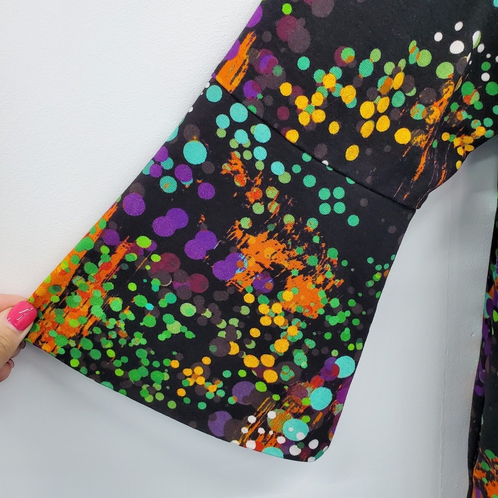Lior Paris M Colorful‎ Abstract Dot Artsy Boutique Bell Sleeve Tunic Top - Picture 5 of 14